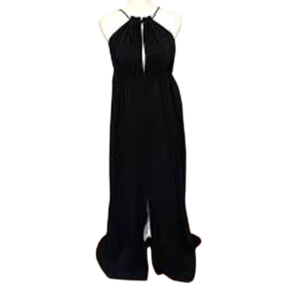 ASTR The Label Black Halter Midi Dress Smocked Waist Size M